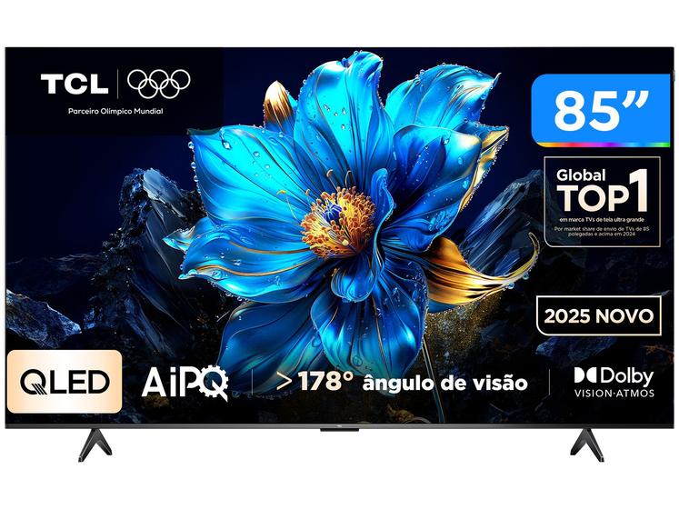 Smart TV TCL de 85″ 4K, QLED, P7K com Google TV