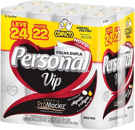 Papel Higiênico Personal VIP, 24 unidades