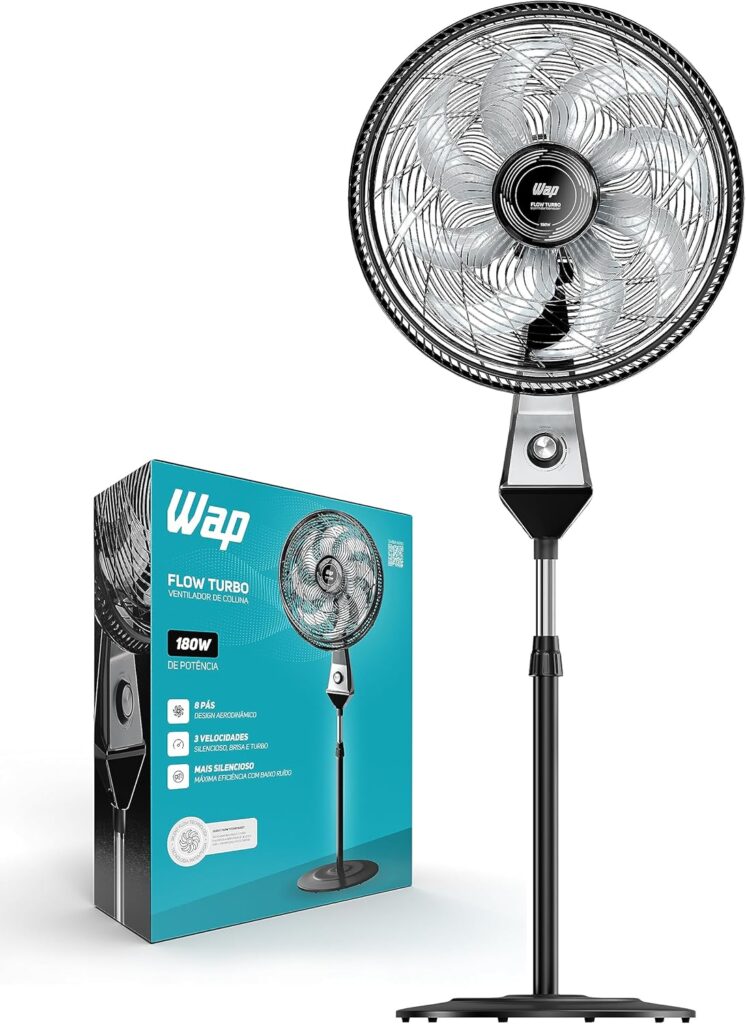 Ventilador de Coluna WAP, 50cm, 8 Pás e 3 Velocidades, 180W, 220V