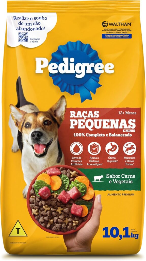 Ração Pedigree Carne e Vegetais Cães Adultos Raças Pequenas e Minis 10.1 kg