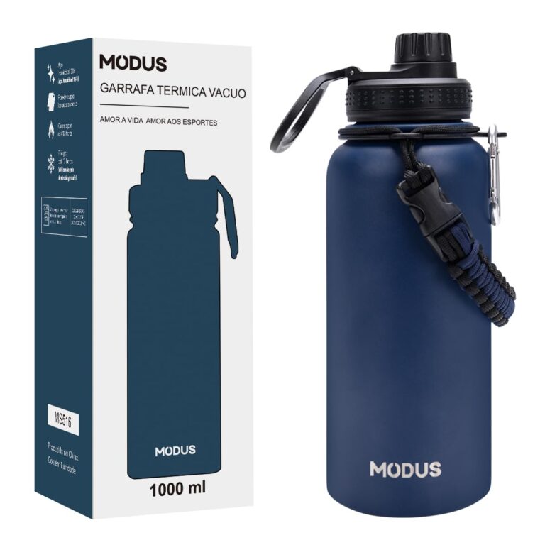 MODUS Garrafa Térmica Esportiva De Aço Inoxidável Com Isolamento A Vácuo De 1000ML (Azul)
