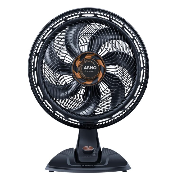 Ventilador de Mesa Arno X-TREME 7 Cinza 40cm VE71, 150W, 7 Pás, 3 Velocidades, Oscilação 80º, Power Zone, Modo Noturno Silencioso, 220V