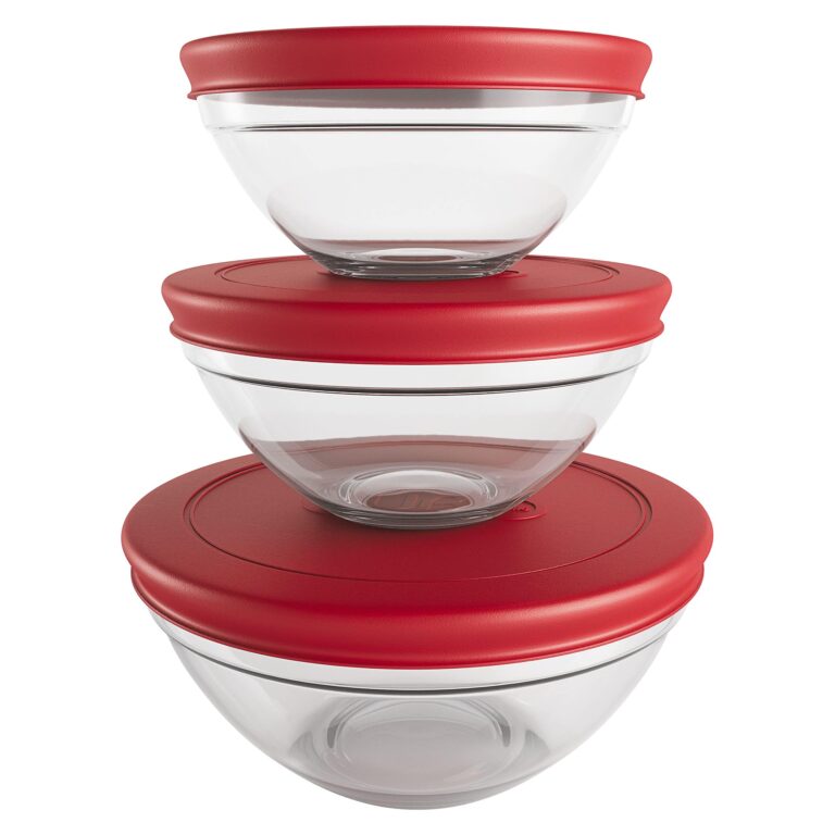 Conjunto com 3 Potes de Vidro Redondos com Tampa Plástica