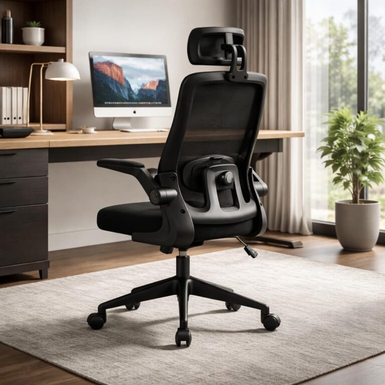 Cadeira Ergonômica BlidShop | Lombar Ajustável | Apoio de Cabeça | Até 120kg | Preta
