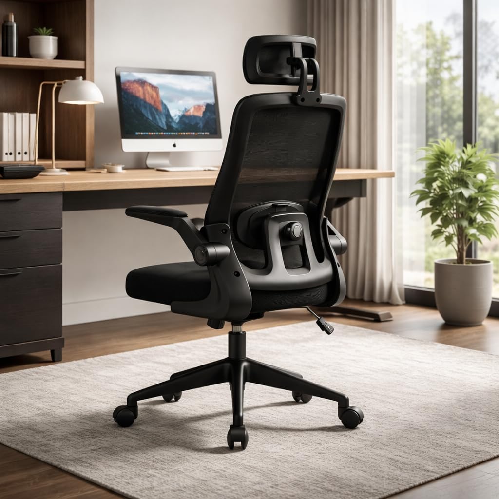 Cadeira Ergonômica BlidShop | Lombar Ajustável | Apoio de Cabeça | Até 120kg | Preta