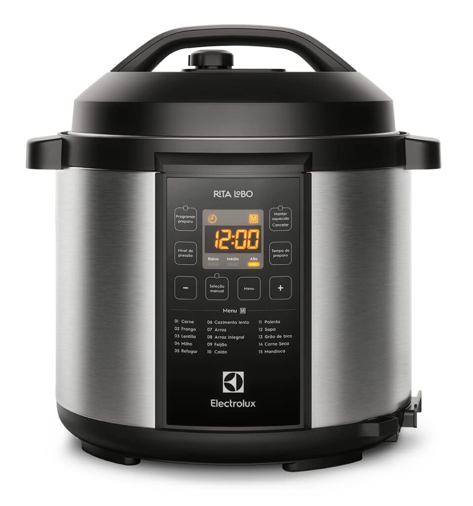 Panela de Pressão Digital Electrolux PCC20 | 6L | 15 Receitas | 127V | Rita Lobo | Inox e Preto