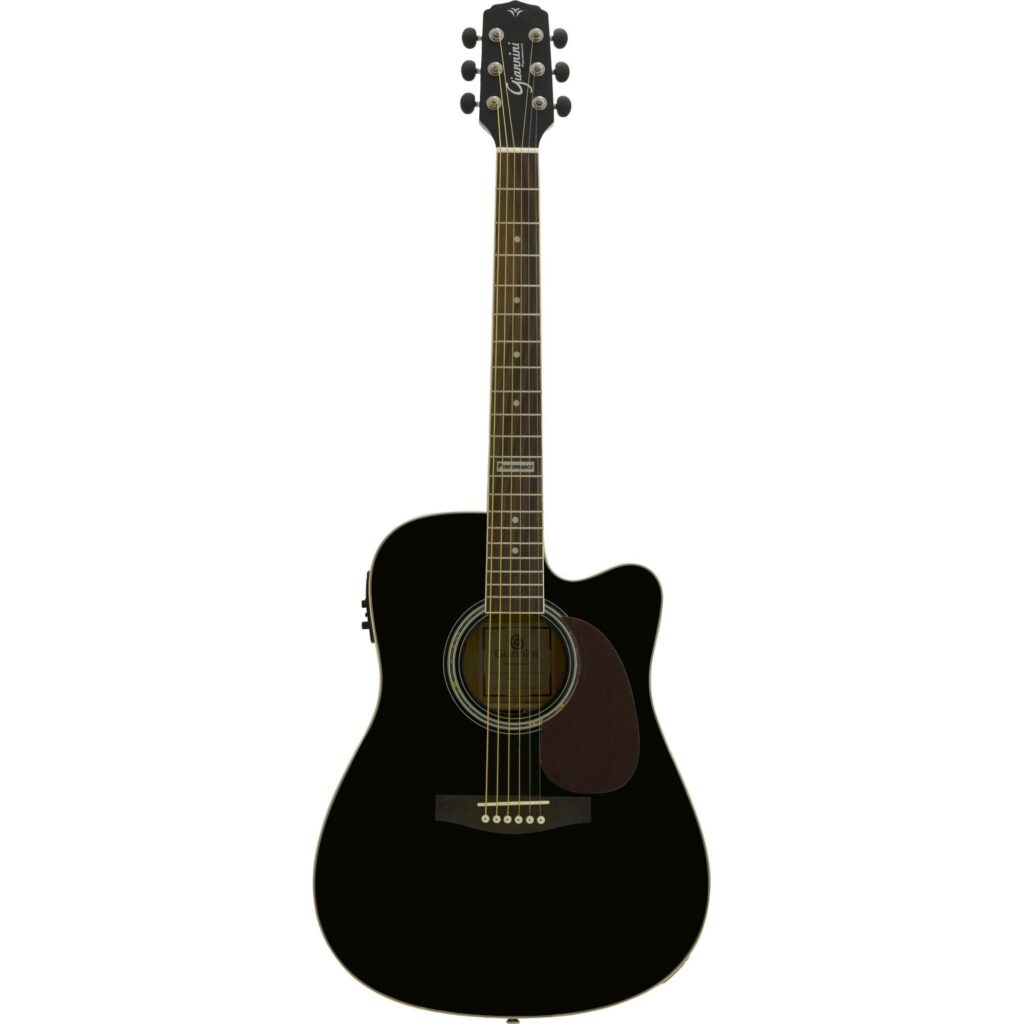 Violão Folk Eletroacústico Cutaway BK Preto GF1D Giannini.