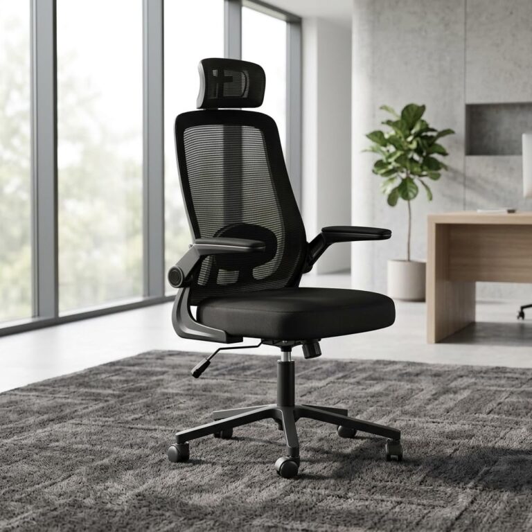 Cadeira Ergonômica Mesh Premium – Ajuste Lombar | Apoio de Cabeça | Até 120kg | Giratória