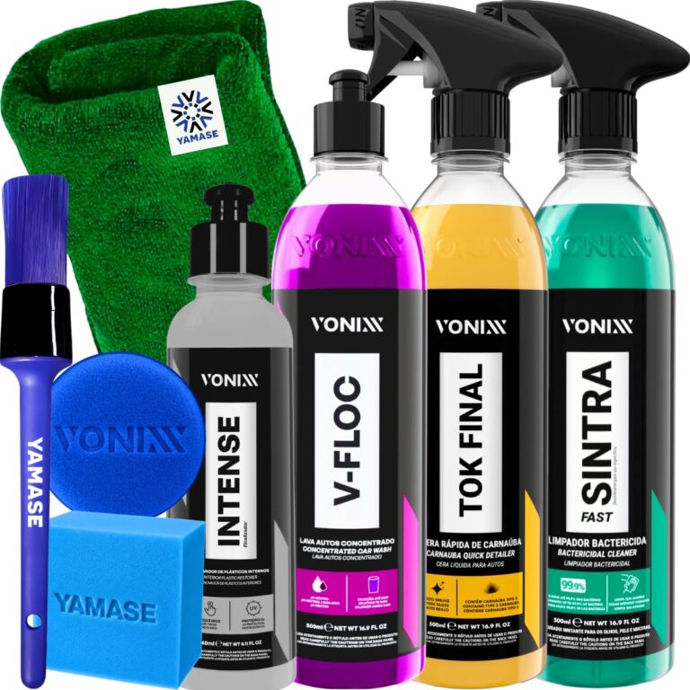 Kit Lavagem Automotiva Vonixx | Cera de Carnaúba | V-Floc | Revitalizador de Plásticos Intense 240ml | Sintra Fast