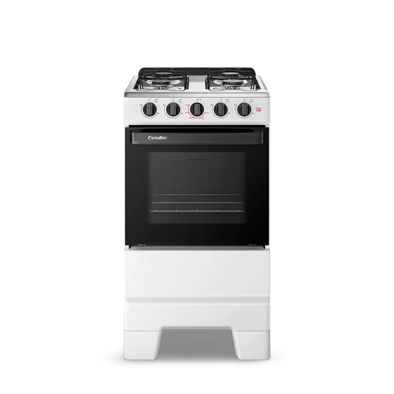 Fogão a Gás Mesa Inox e Forno 50L Limpa Fácil Esmaltec IDEAL POP F4ISB Cor Branco 4 bocas