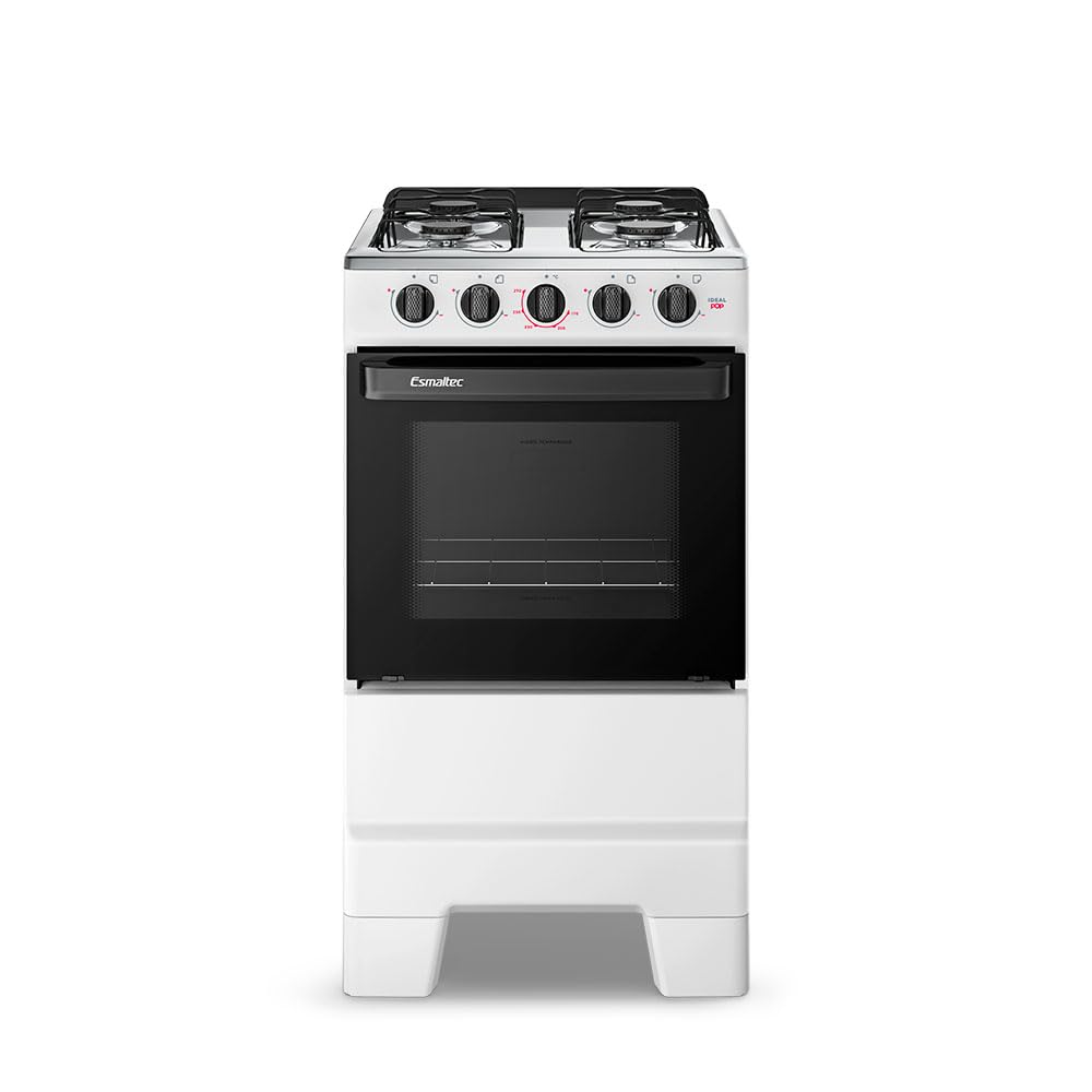 Fogão a Gás Mesa Inox e Forno 50L Limpa Fácil Esmaltec IDEAL POP F4ISB Cor Branco 4 bocas