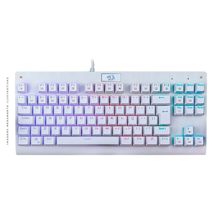 Teclado Mecânico Redragon Dark Avenger RGB Lunar White Switch Vermelho K568W-RGB