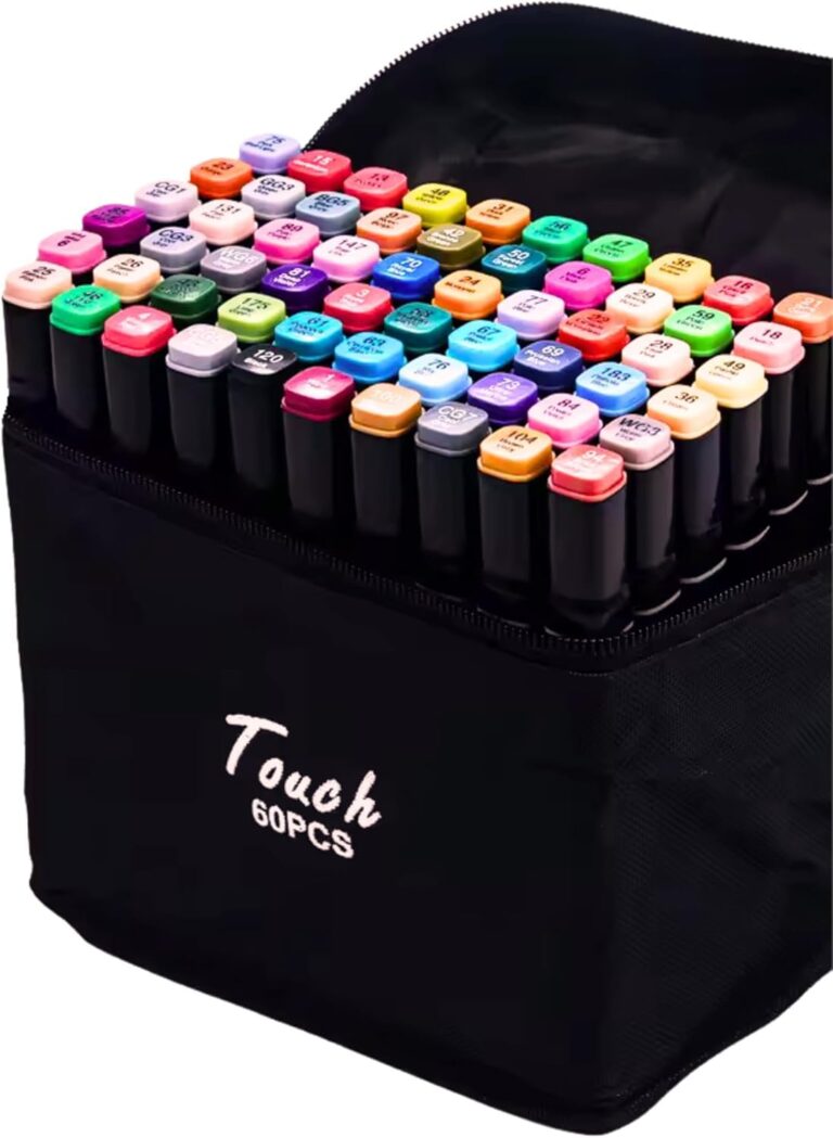 Kit 60 Canetas Marcador Permanente Touch | Ponta Dupla | Coloridas | Estojo Organizador
