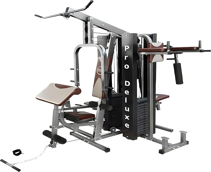 Multi Estação WCT Fitness Pro Deluxe | 204Kg | Supino | Pulley | Leg Press | Banco Scott | Cadeira Extensora | Paralela