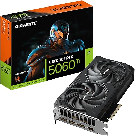 Placa de Vídeo Gigabyte GeForce RTX 5060 Ti WINDFORCE 8G | 8GB GDDR7 | PCI-E 5.0