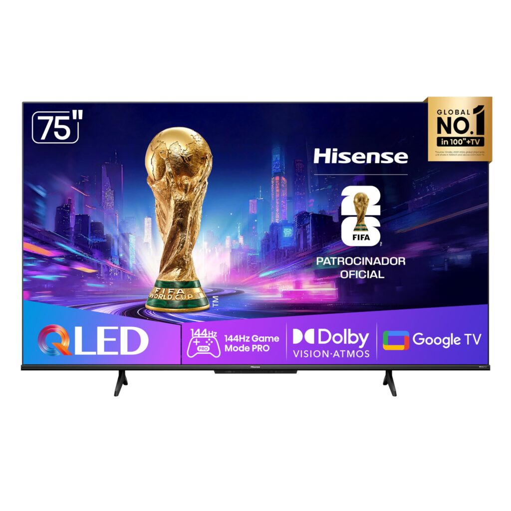 Smart TV Hisense 75″ 4K QLED 144Hz | Dolby Vision/Atmos | FreeSync Premium | Google TV | 75Q7QG