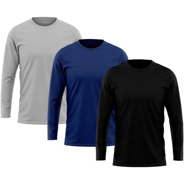Kit 3 Camisetas Térmicas Masculinas | Manga Longa | Proteção UV | Poliéster