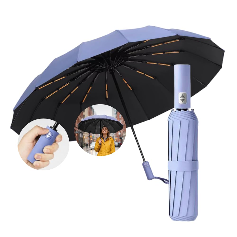 Guarda-Chuva Automático | Dobrável | Antivento | Proteção UV Blackout | Compacto e Portátil