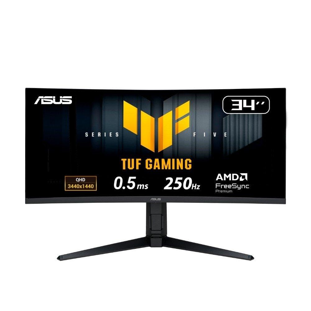 Monitor ASUS TUF 34″ Curvo WQHD | 250Hz | 0,5ms | Fast VA | FreeSync Premium | Ajuste de Altura | Som Integrado