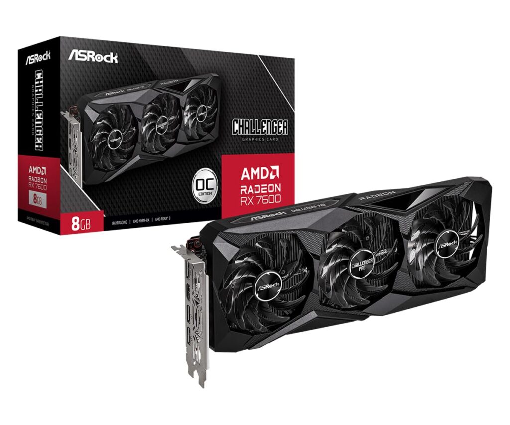 Placa de Vídeo ASRock Radeon RX 7600 Challenger Pro OC 8GB | GDDR6 | Triple Fan
