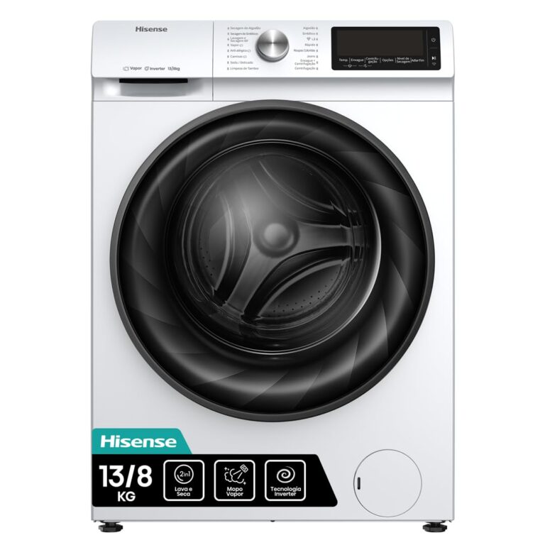 Lava e Seca Hisense WD13X | 13kg/8kg | Motor Inverter | Steam | Painel Touch | 220V