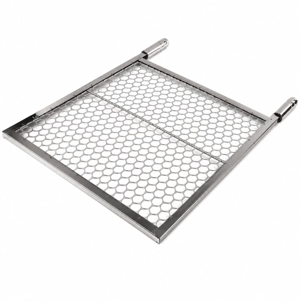 Grelha Moeda Inox Reforçada para Churrasqueira | 40x50cm | Cabo de Alumínio Premium