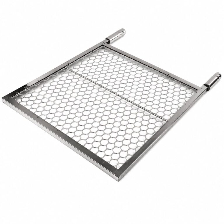 Grelha Moeda Inox Reforçada para Churrasqueira | 40x50cm | Cabo de Alumínio Premium