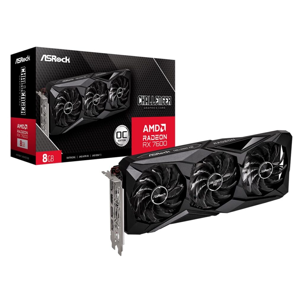 Placa de Vídeo ASRock Radeon RX 7600 Challenger Pro OC 8GB | GDDR6 | Triple Fan