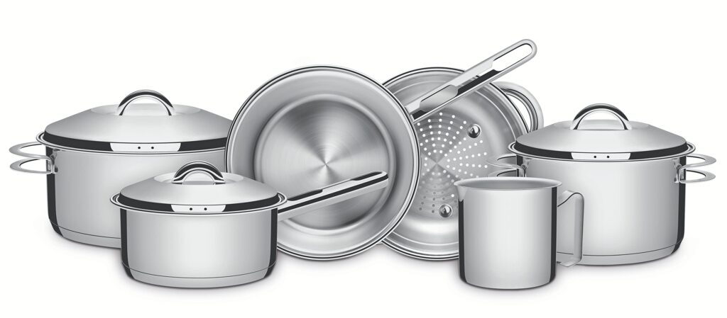 Jogo de Panelas Tramontina Solar 6 Peças | Aço Inox | Fundo Triplo | Tampas de Inox
