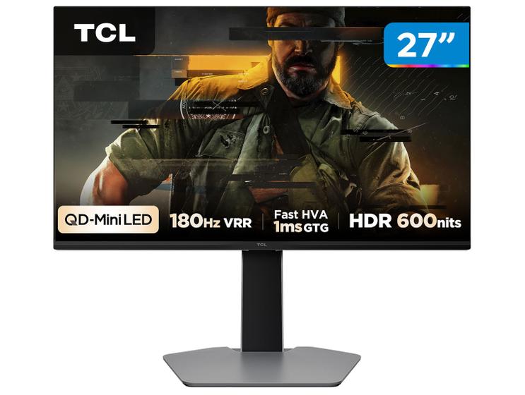 Monitor Gamer TCL 27″ QHD QD Mini LED | 180Hz | 1ms | HDR 600 Nits | 96% Gama de Cores | 27G64