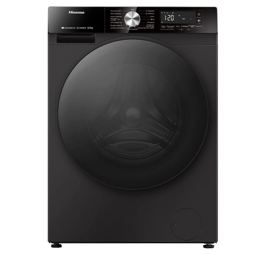 Lava e Seca Hisense Série 3S | 12kg/8kg | Inverter | Steam | Wi-Fi | 110V