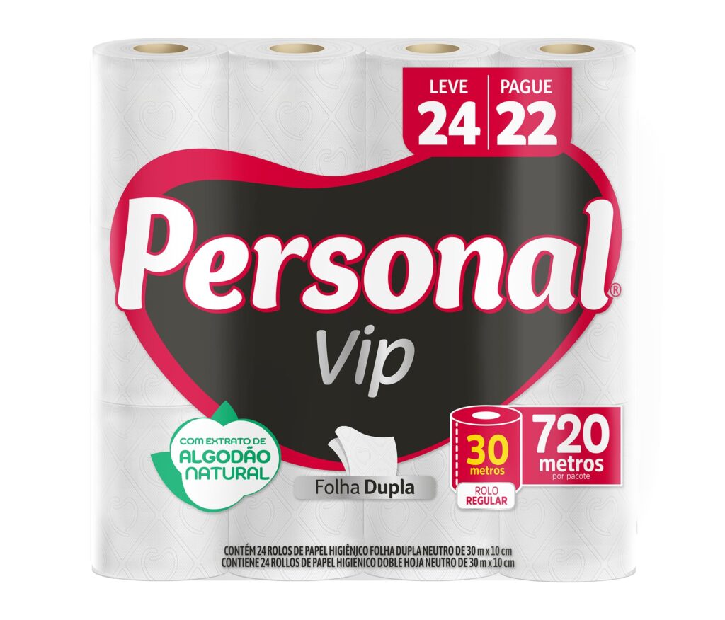 Papel Higiênico Personal VIP | Folha Dupla | 24 Rolos