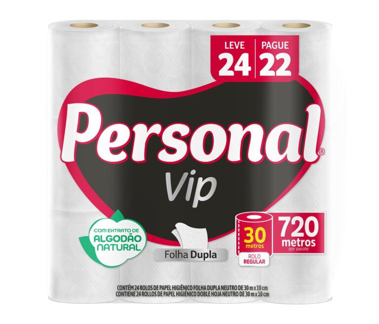 Papel Higiênico Personal VIP | Folha Dupla | 24 Rolos