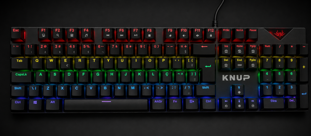 Teclado Mecânico Gamer ABNT2 | Switch Blue | RGB Rainbow | USB | Anti-Ghosting