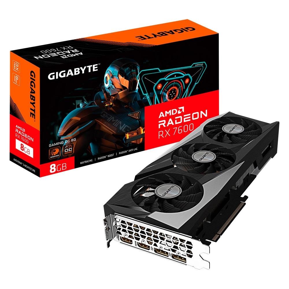 Placa de Vídeo Gigabyte RX 7600 Gaming OC | 8GB GDDR6 | 128 Bits | RGB