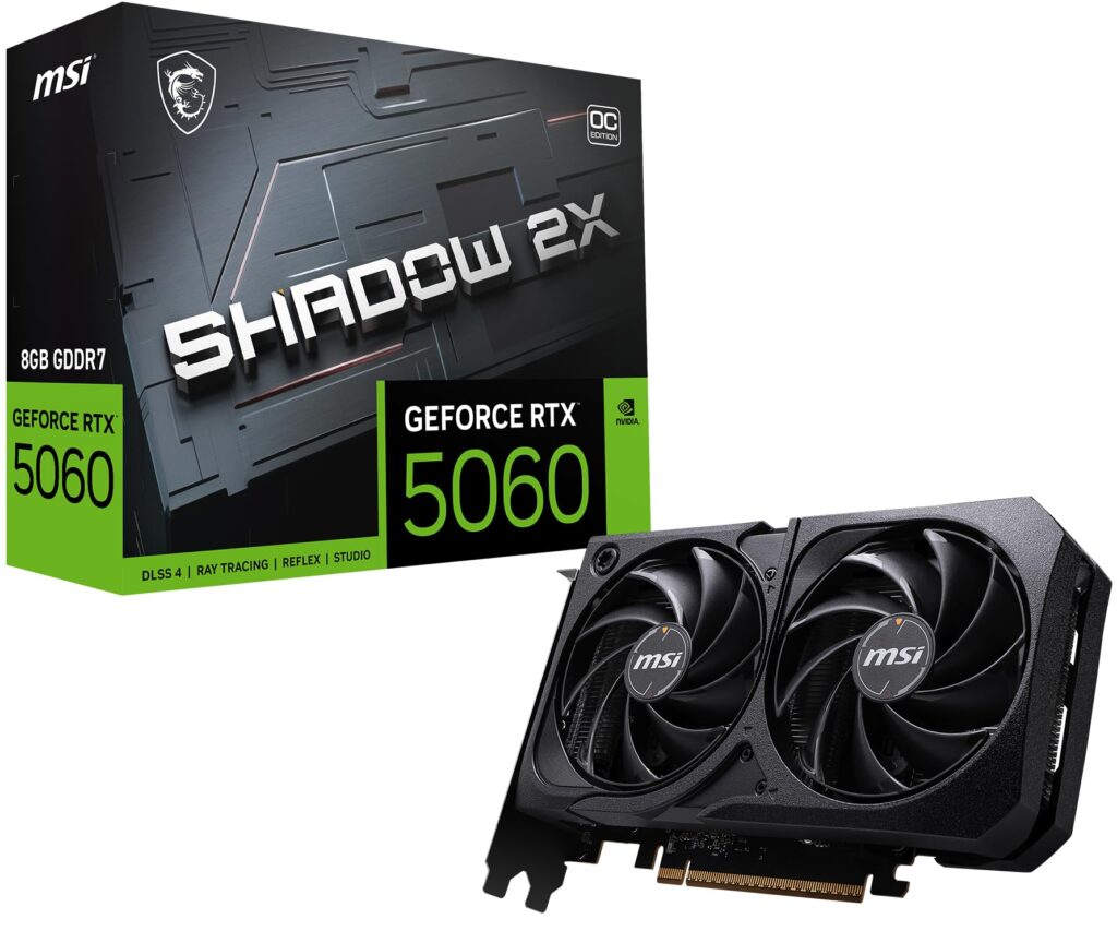 Placa de Video MSI RTX 5060 Shadow 2X OC, 8GB, GDDR7-912-V537-037