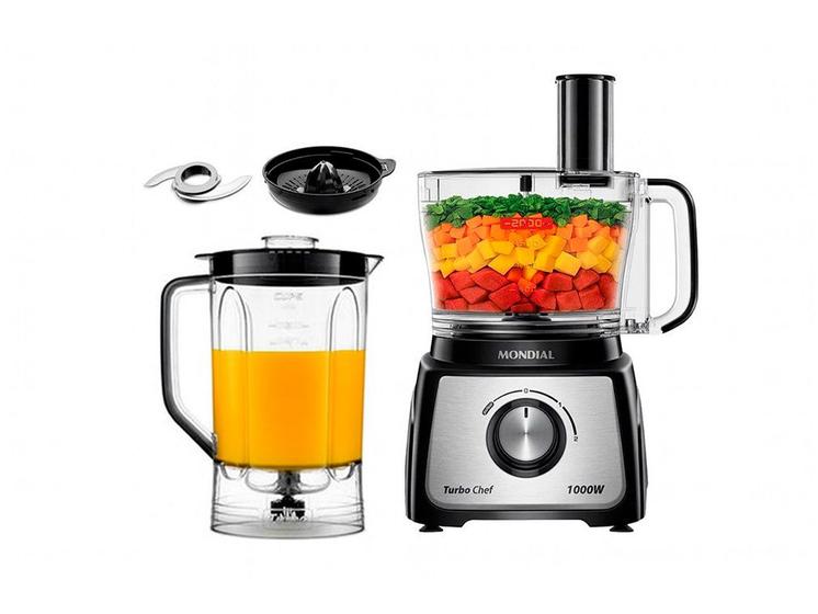 Multiprocessador Mondial Turbo Chef MPN-02 | 3 em 1 | 1000W | Preto