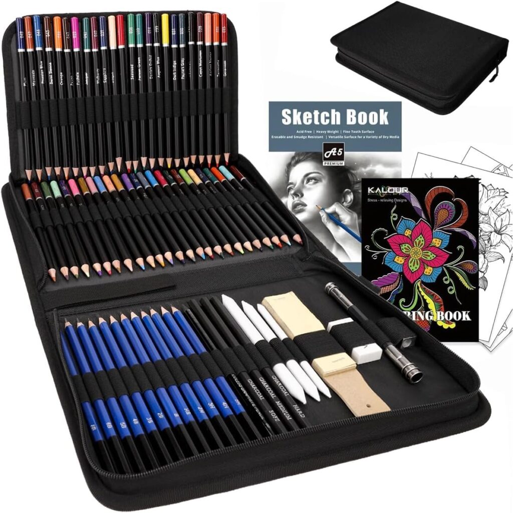 Kit de Desenho Profissional | 96 Peças | 72 Lápis de Cor | 12 Lápis de Grafite