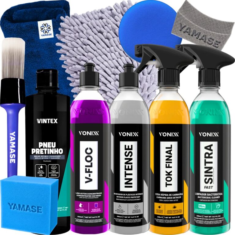 Kit Lavagem Automotiva | Shampoo, Cera, Tok Final Intense, Sintra Fast, Pretinho para Pneus e Acessórios