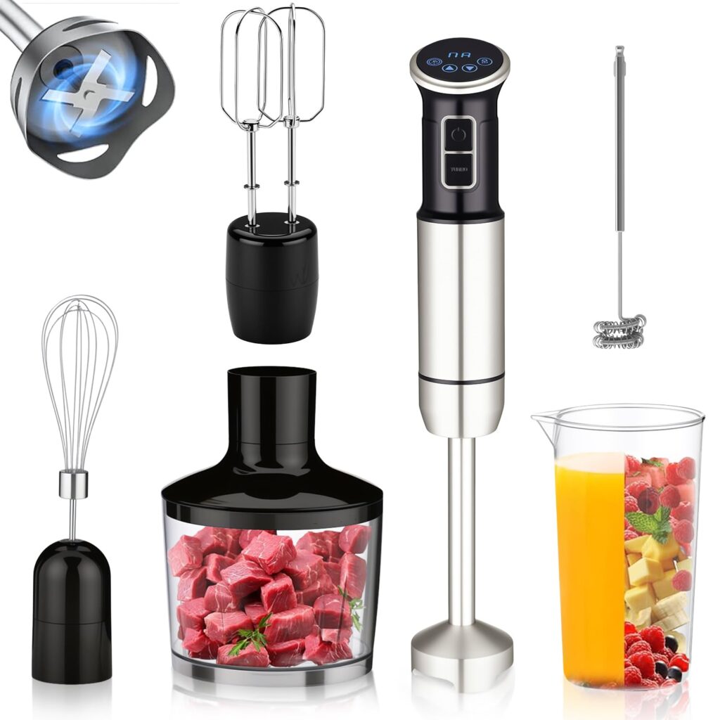 Mixer de Mão 6 em 1 | 1000W | 8 Velocidades | Display LCD | Copo 860ml | Triturador 600ml