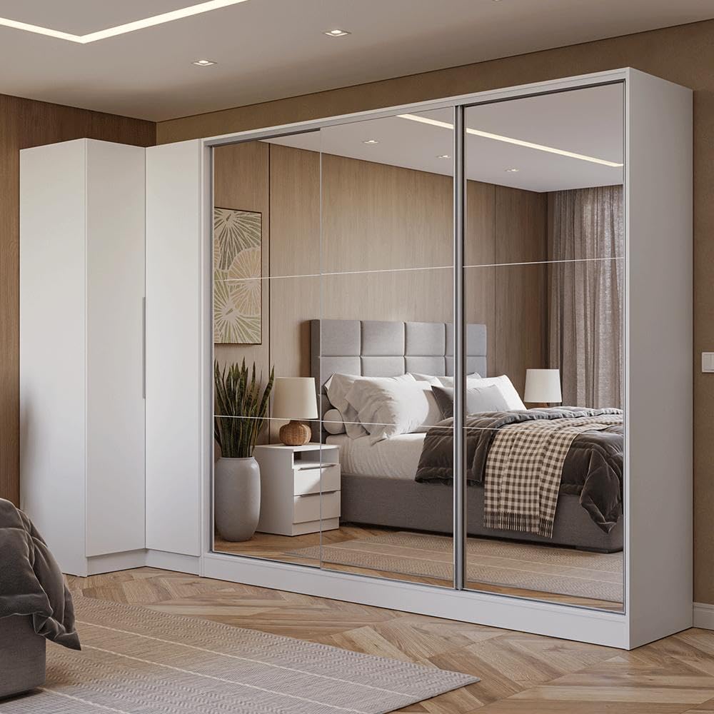 Guarda-Roupa Modulado Madesa Neo + Royale | 3 Portas de Correr | Espelhos
