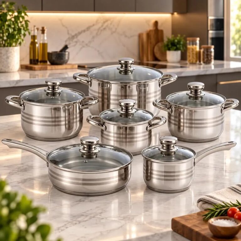 Jogo de Panelas Galya Premium | Inox | 7 Camadas | Antiaderente Interno e Externo | 12 Peças